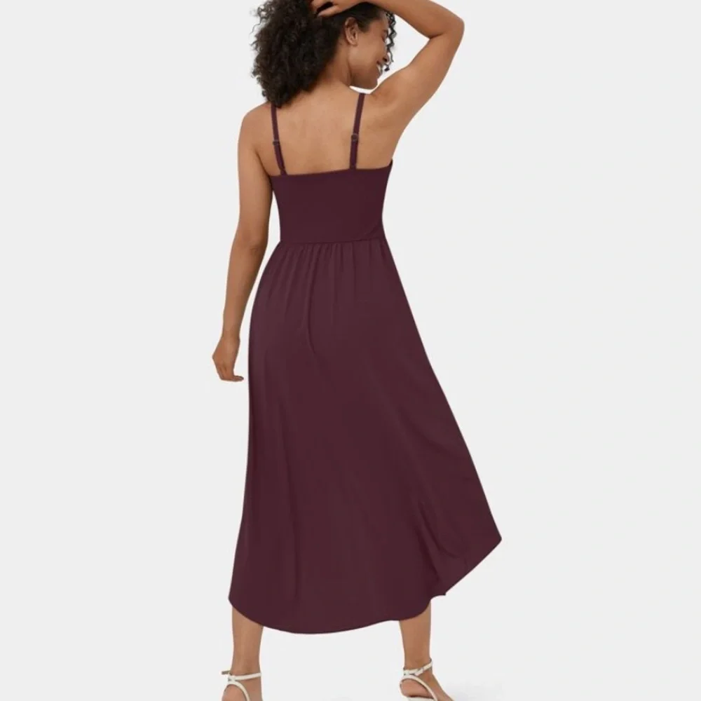 Halara Breezeful™ Backless High Low 2-Piece Side Pocket Flowy Midi Casual dress - Picture 2 of 8